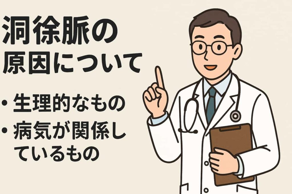 洞徐脈の原因について男性医師がやさしく丁寧に解説しています。