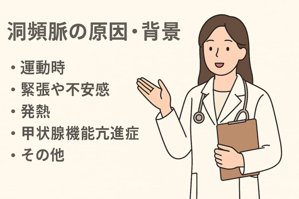 洞頻脈、洞性頻脈の原因・背景について医師がていねいに説明しています。