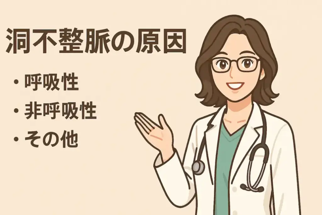洞不整脈の原因について丁寧に説明する医師